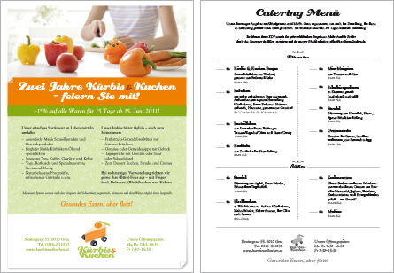 kuerbisundkuchen poster und menue